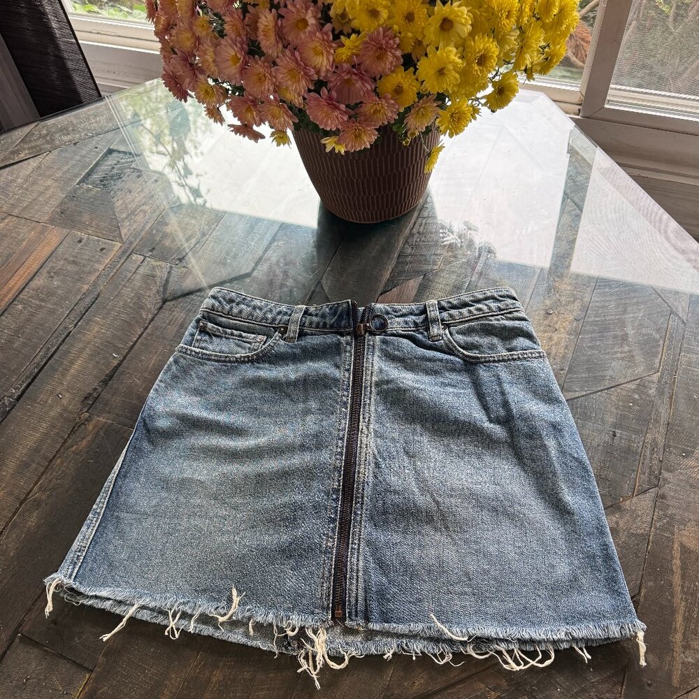 Free People Zip Front Denim Mini Skirt